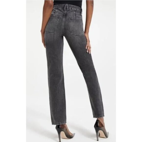 GOOD AMERICAN Good 90's Icon High Waisted Loose Ripped Jeans Black267 - Size 32 - Picture 2 of 14